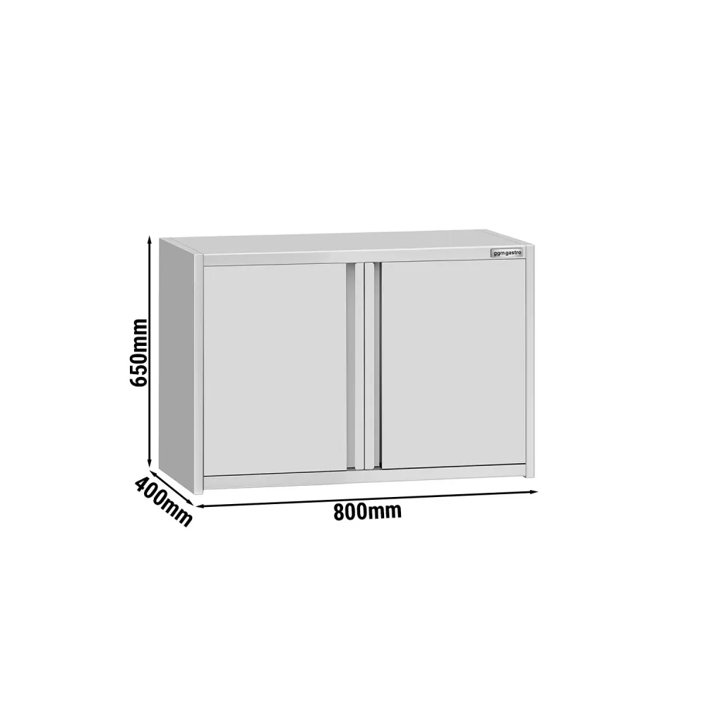 Стенен шкаф от неръждаема стомана ECO - 800x400mm - с врати на панти - 650mm височина