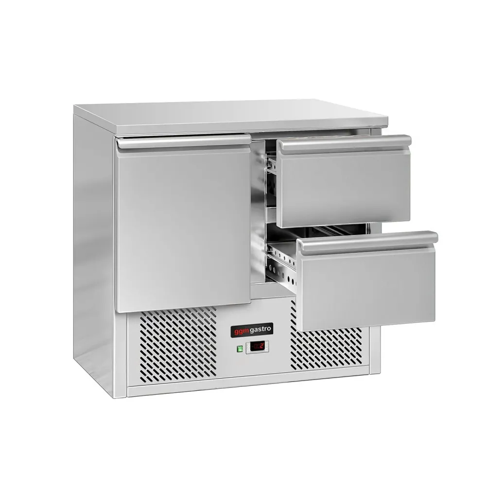 Професионална хладилна маса ECO - 903x700mm - с 1 врата - 2 чекмеджета - GN 1/1 - статично охлаждане
