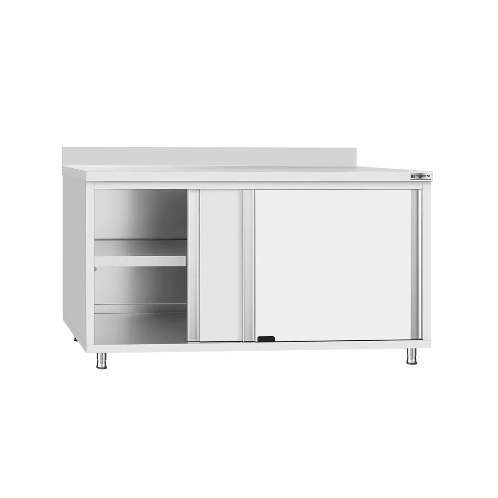 Професионален Работен шкаф от неръждаема стомана ECO Flex - 1600x600mm - с плъзгащи се врати & Борд