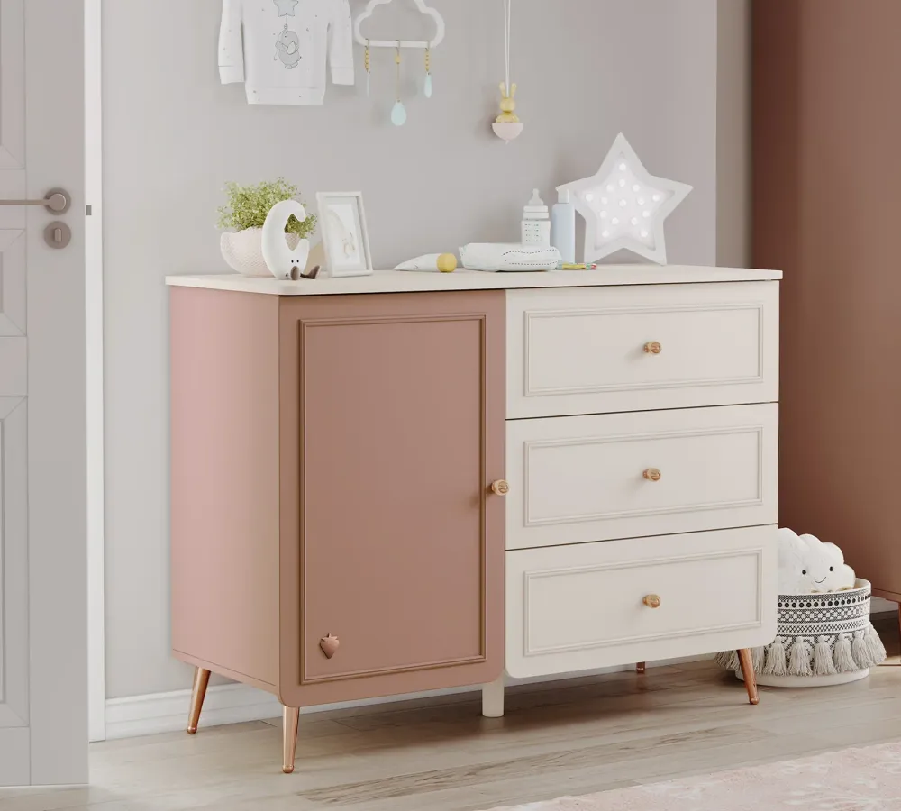 Скрин «Elegance Baby» с три чекмеджета и шкаф, размер 112х86х47см