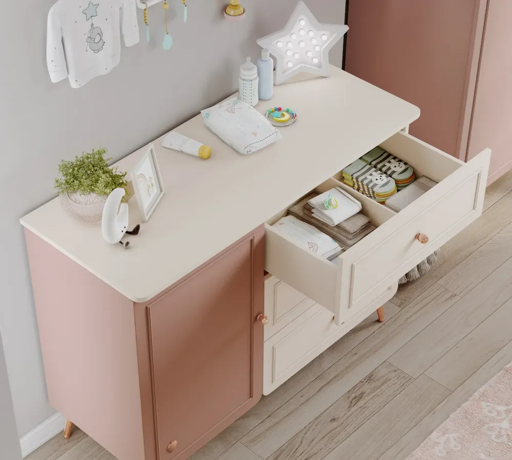 Скрин «Elegance Baby» с три чекмеджета и шкаф, размер 112х86х47см
