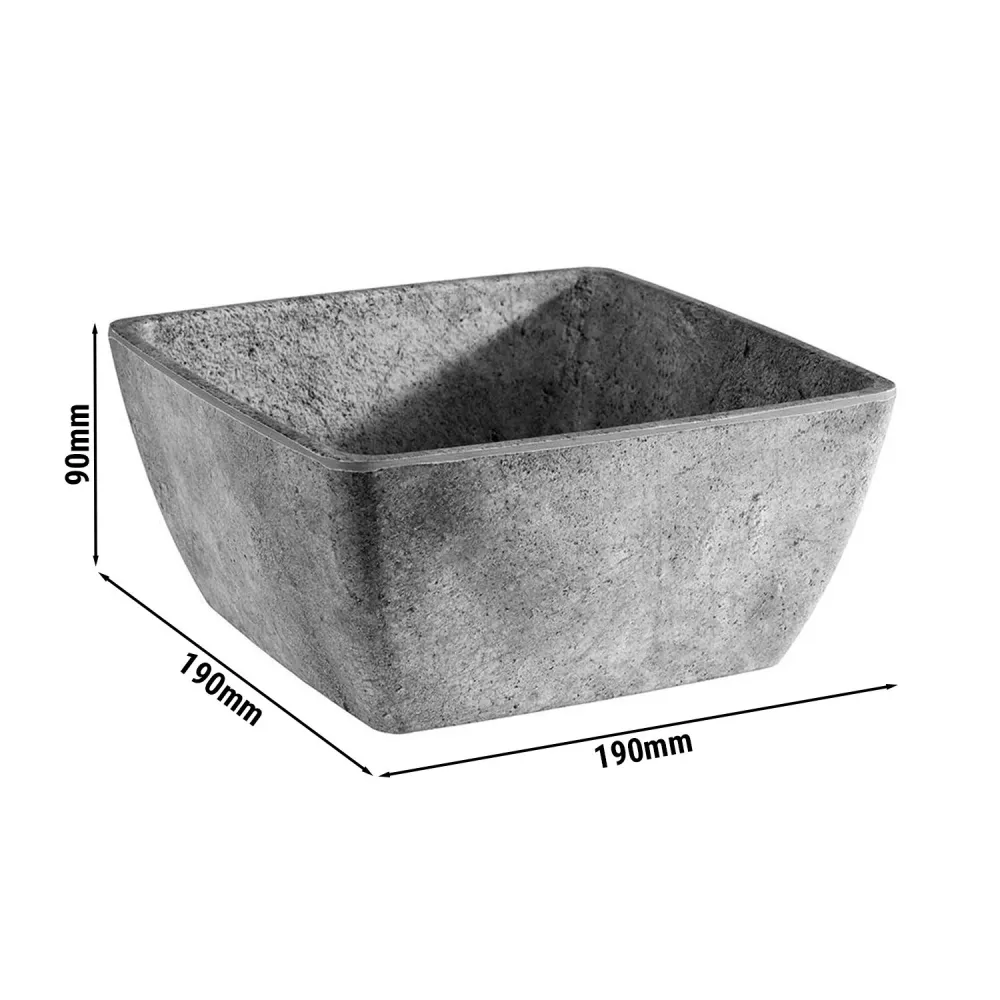 (6 бр.) Купа - ELEMENT - Меламин - 1.5L - правоъгълна - 190x190mm - Дълбочина: 90mm - Сиво