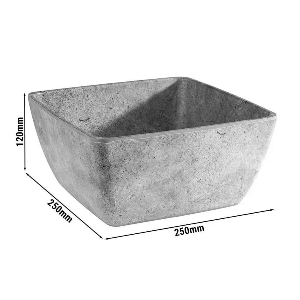 (6 бр.) Купа - ELEMENT - Меламин - 3.8L - правоъгълна - 250x250mm - Дълбочина: 120mm - Сиво