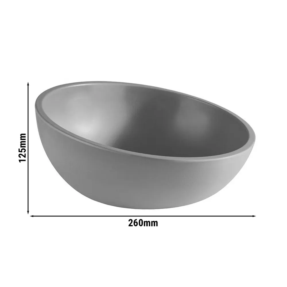 (6 бр.) Купа - ELEMENT LOOK - Меламин - 1.45L - Ø 260mm - Дълбочина: 125mm - Сиво