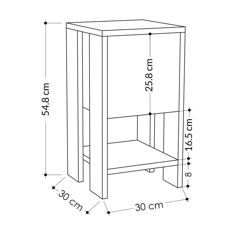 Нощно шкафче Ema меламин в натурално бял цвят 30x30x55см