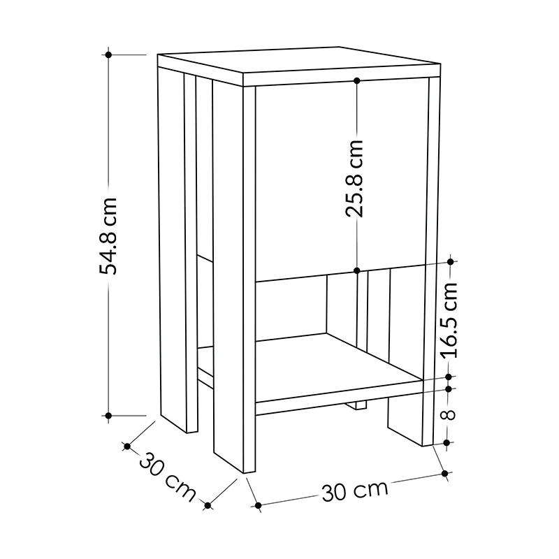 Нощно шкафче Ema меламин в цвят светло мока 30x30x55см