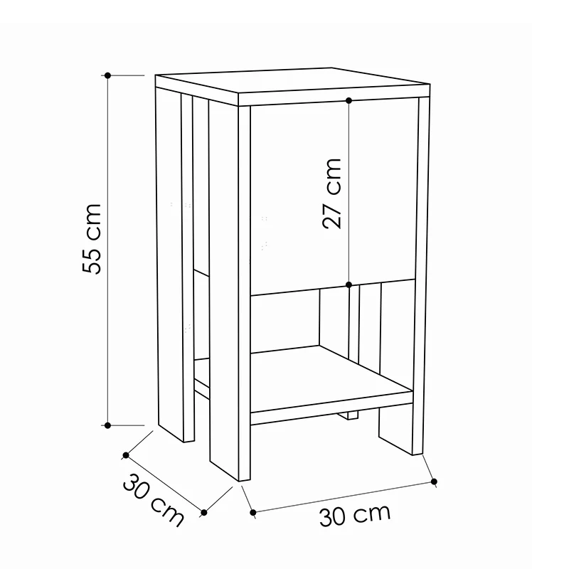 Нощно шкафче Ema в бял цвят 30x30x55см