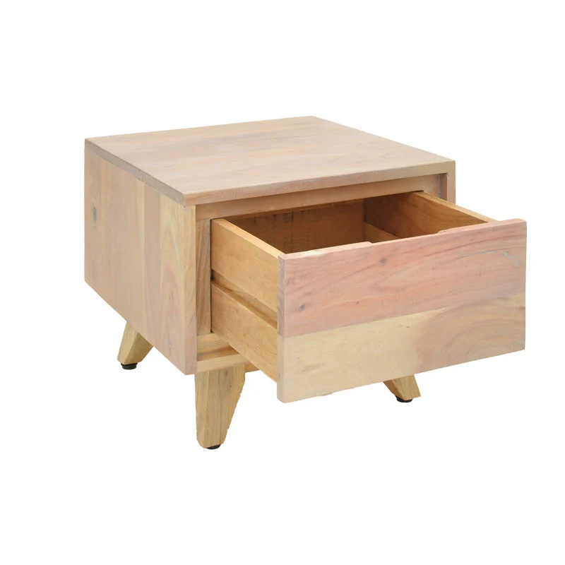 Нощно шкафче Emira акациево дърво в естествен нюанс 40x40x35см