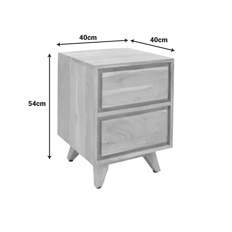 Нощно шкафче Emira акациево дърво в естествен нюанс 40x40x54см
