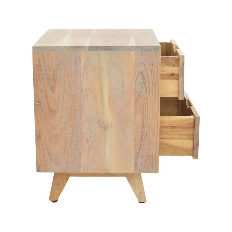 Нощно шкафче Emira акациево дърво в естествен нюанс 40x40x54см