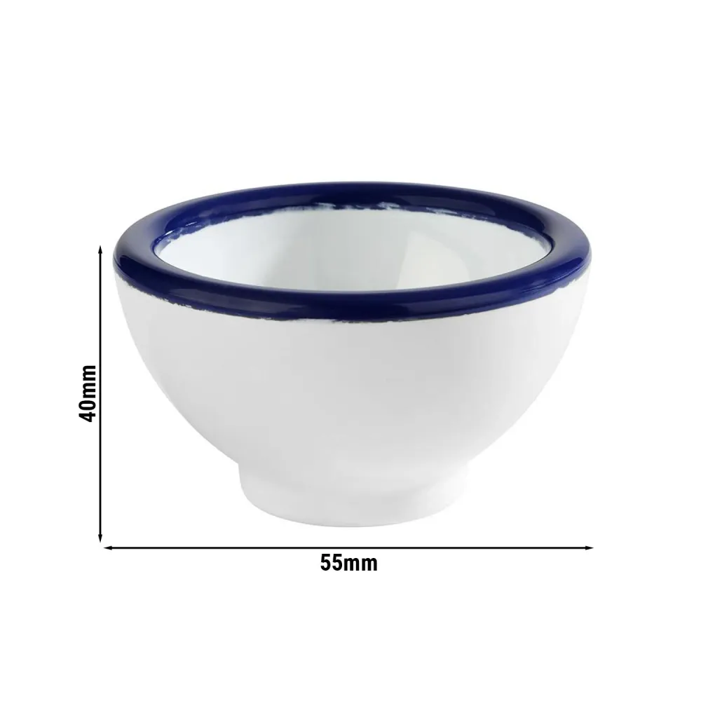 (6 бр.) Купички за сос - ENAMEL LOOK - Меламин - 20ml - Ø55mm - Бял, син