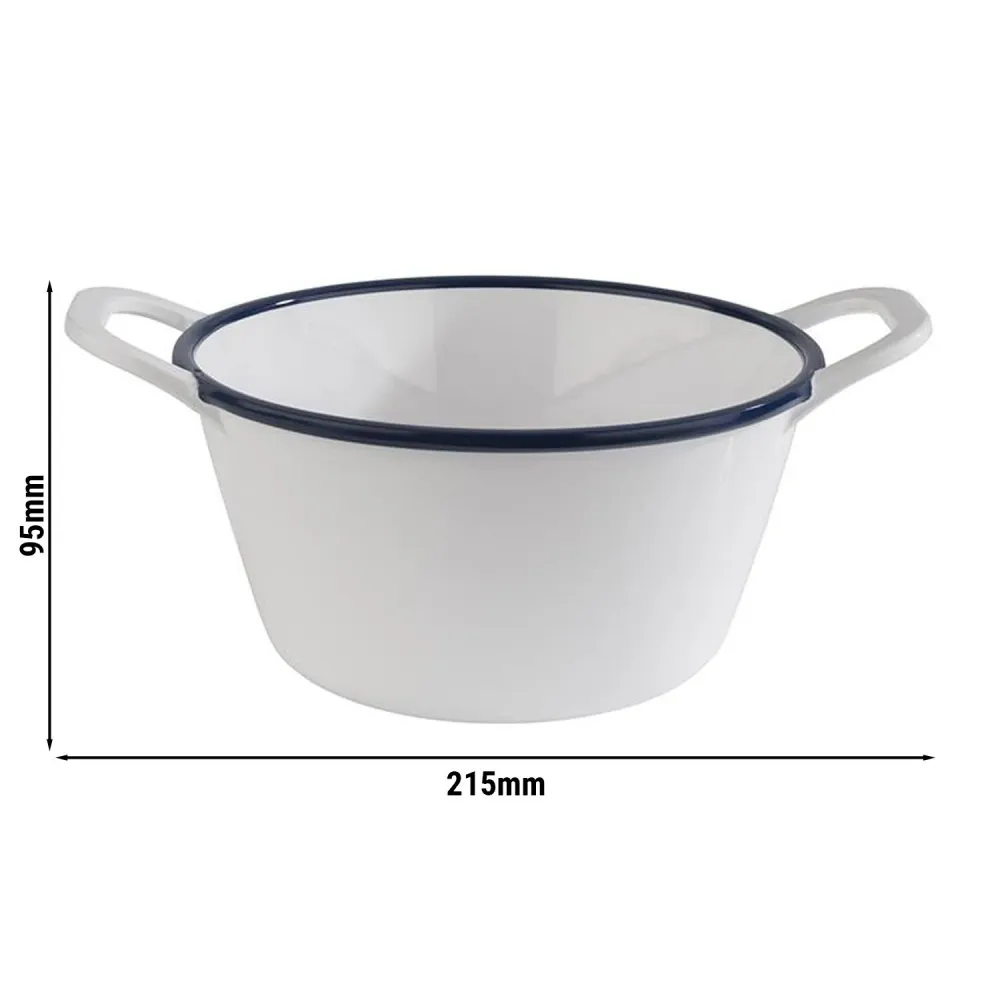 (6 бр.) Купа - ENAMEL LOOK - Меламин - 1L - правоъгълна - с дръжки - 215x165mm - Дълбочина: 95mm - Бяло/Синьо