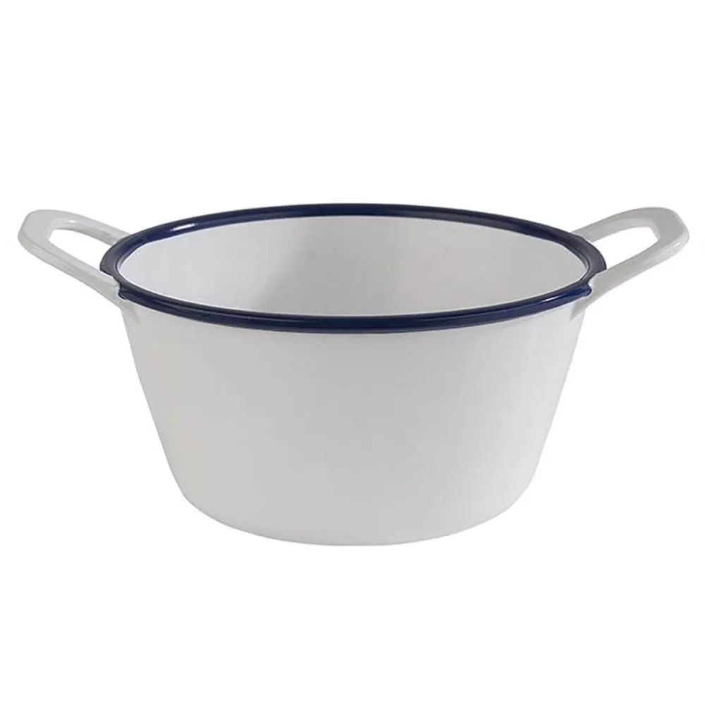 (6 бр.) Купичка - ENAMEL LOOK - Меламин - 300ml - правоъгълна - с дръжки - 150x115mm - Дълбочина: 65mm - Бяло/Синьо