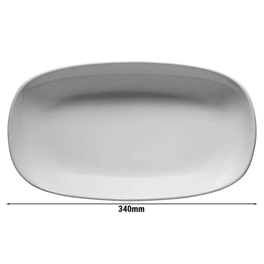 (12 бр.) ENTITY - Овална чиния - Порцелан - 340x150mm - Бял