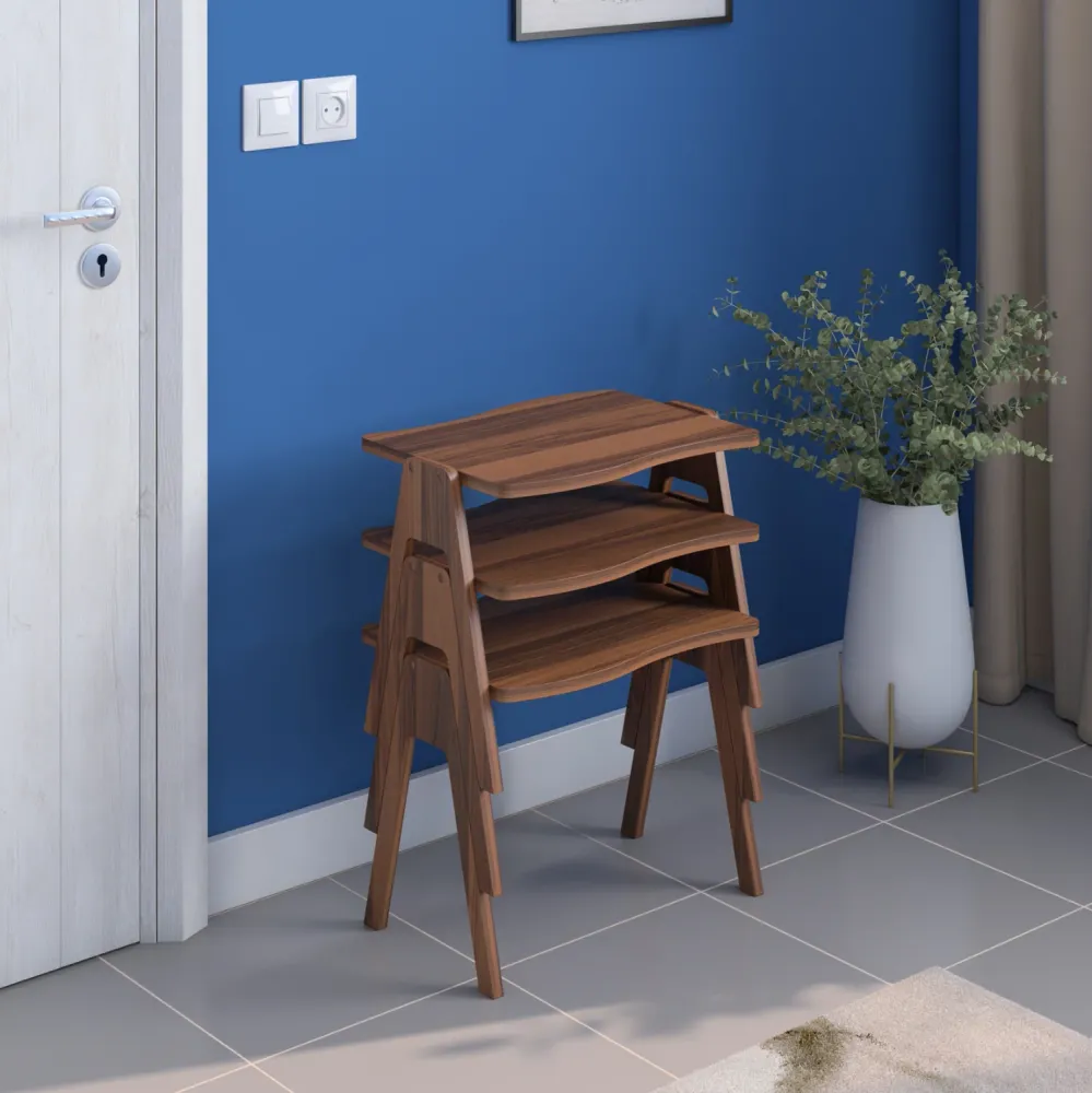 Комплект холни маси 3 бр ESSENT орех цвят 45x35x40см