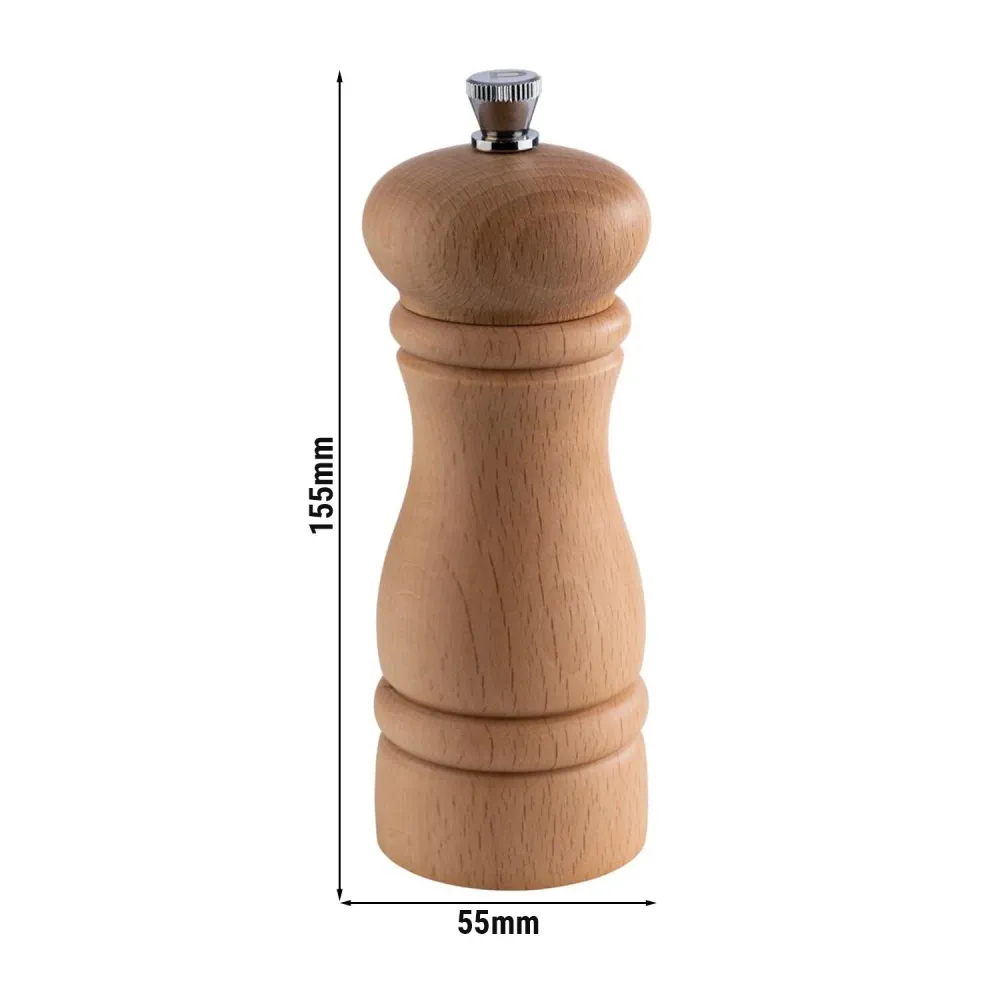 (6 бр.) Мелници за пипер - ETERNAL - Дърво - Височина: 155mm - Бежово