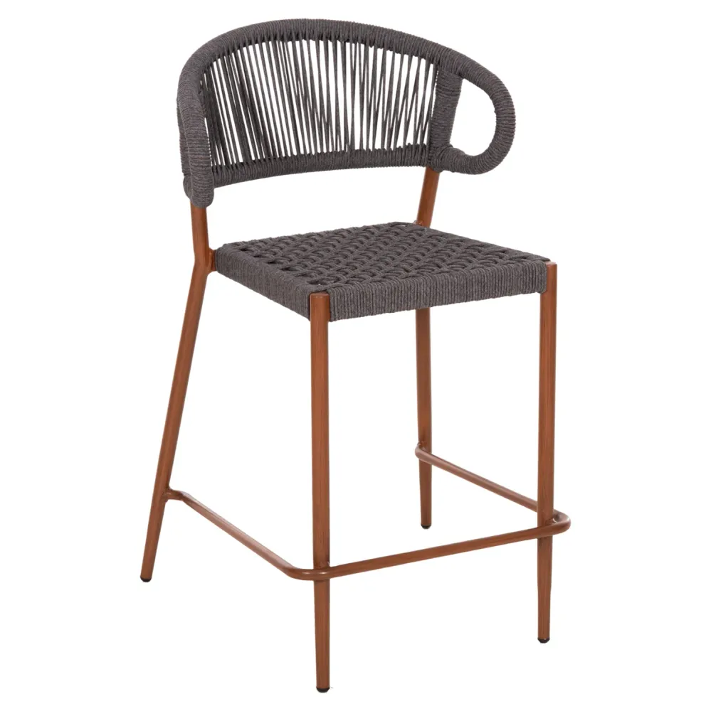 Бар стол EULO средна височина цвят орех-сив 60x60x99