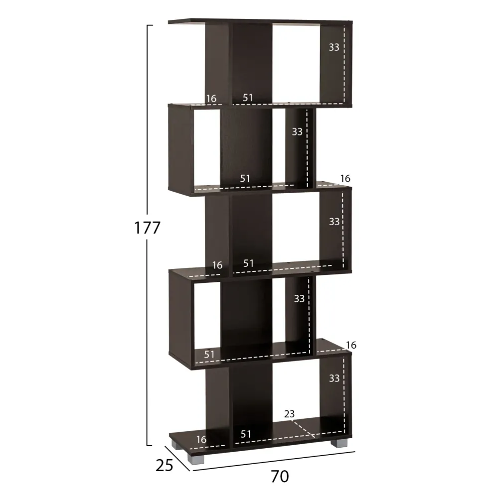 Библиотека EZIR 2385.01 венге 70x25x177см