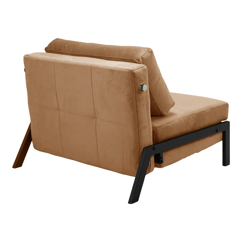 Кресло-легло FANCY velvet в нюанс на гнила ябълка и черен метален крак 95x98x70см