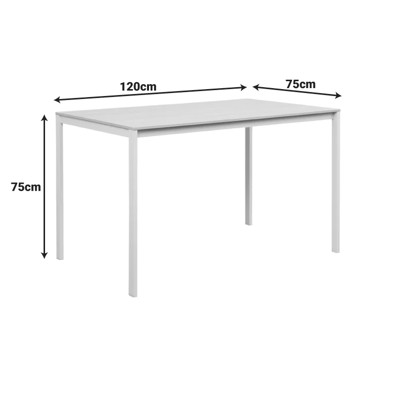 Маса FARAGIO в естествен нюанс - бели метални крака 120x75x75см