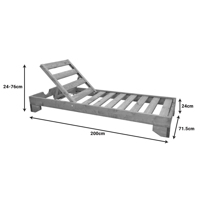 Шезлонг Fendy ела в цвят орех 71,5x200x24см