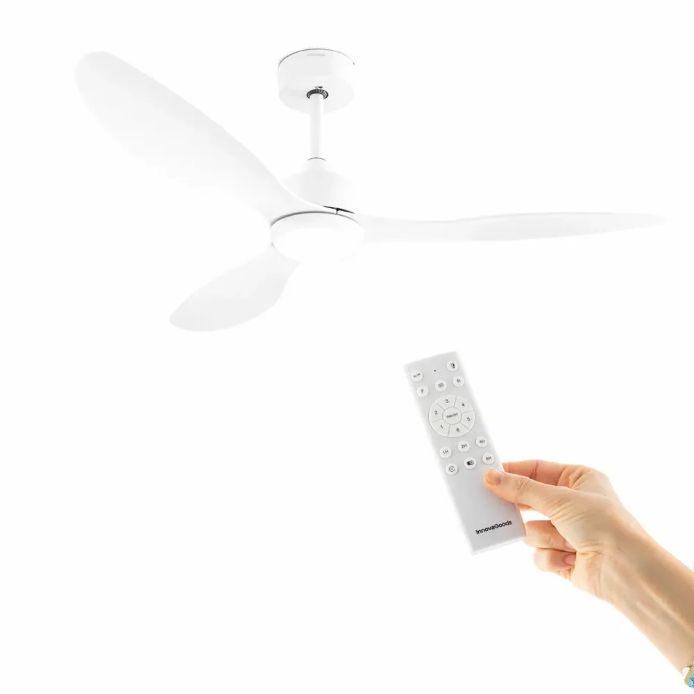 Вентилатор за таван с осветление Flaled InnovaGoods Бял 36 W 52" Ø132 cm (След ремонт )