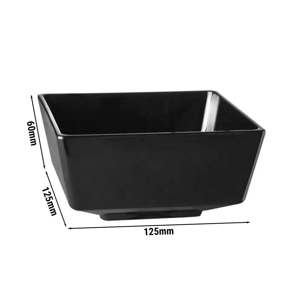 (6 бр.) Купа - FLOAT - Меламин - 0.5L - правоъгълна - 125x125mm - Дълбочина: 60mm - Черно