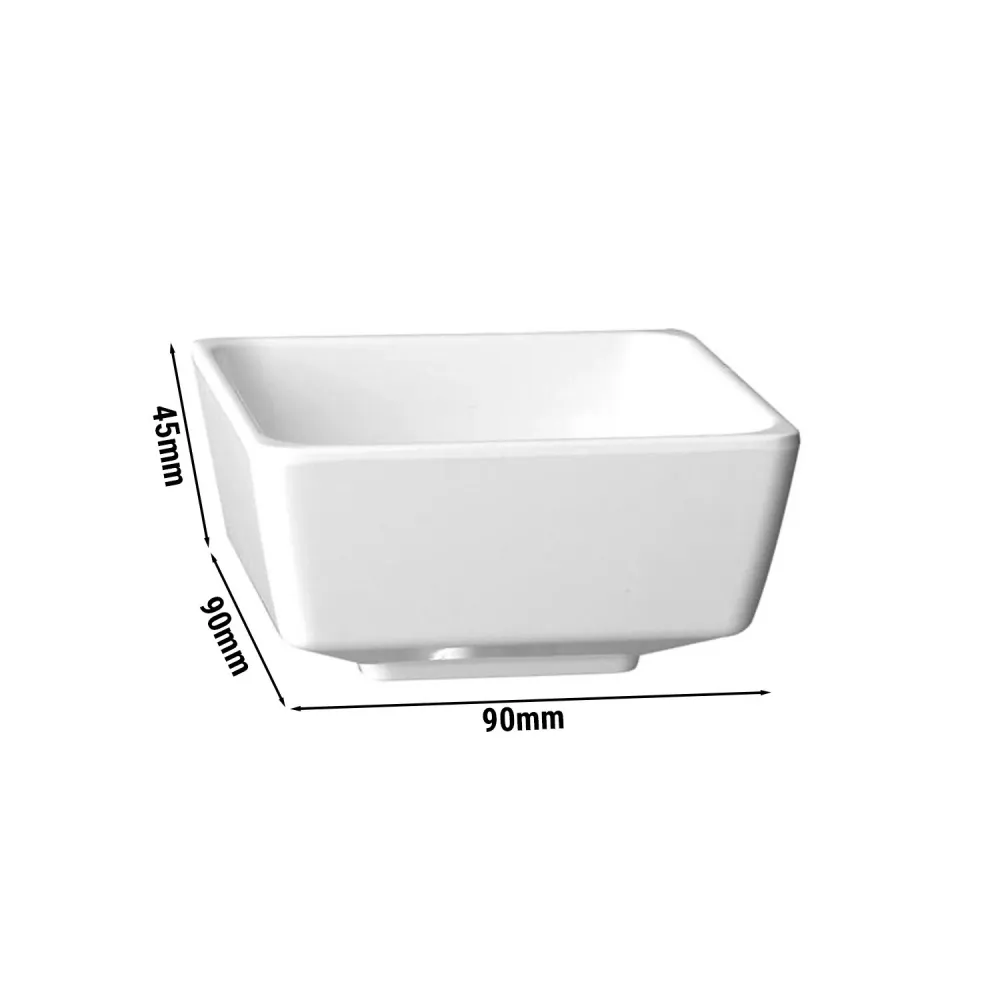 (6 бр.) Купичка - FLOAT - Меламин - 160ml - правоъгълна - 90x90mm - Дълбочина: 45mm - Бяло