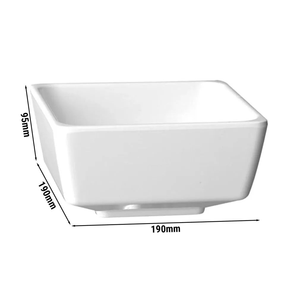 (6 бр.) Купа - FLOAT - Меламин - 1.9L - правоъгълна - 190x190mm - Дълбочина: 95mm - Бяло