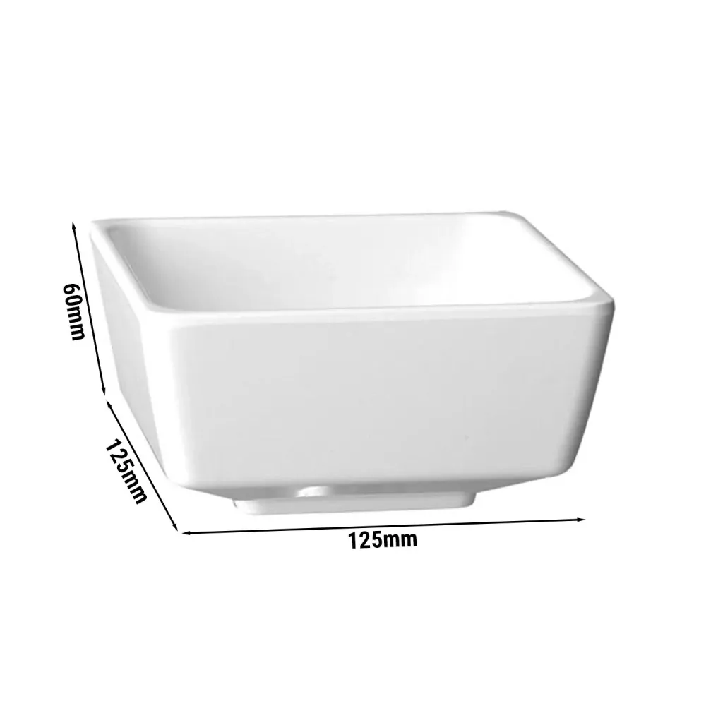 (6 бр.) Купичка - FLOAT - Меламин - 500ml - правоъгълна - 125x125mm - Дълбочина: 60mm - Бяло