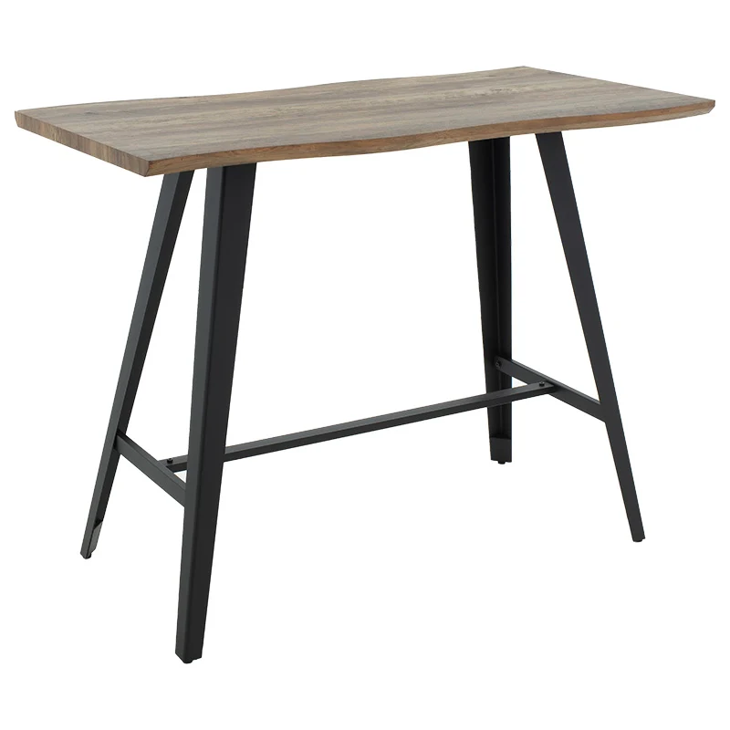 Бар маса Fortitude MDF орех - черни метални крака 140x70x103.5см