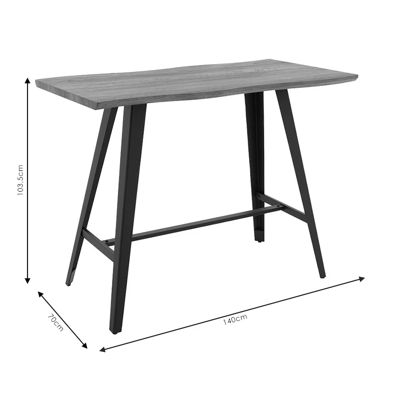 Бар маса Fortitude MDF орех - черни метални крака 140x70x103.5см