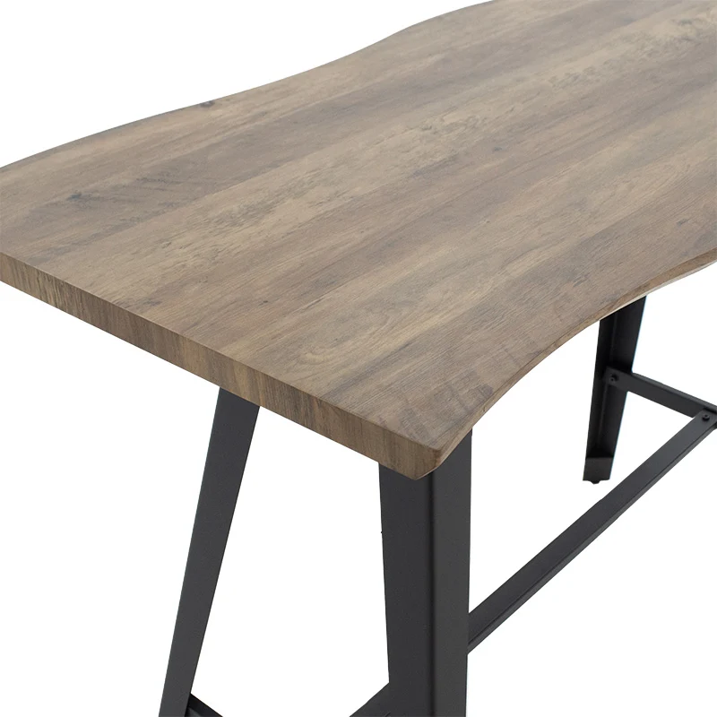Бар маса Fortitude MDF орех - черни метални крака 140x70x103.5см