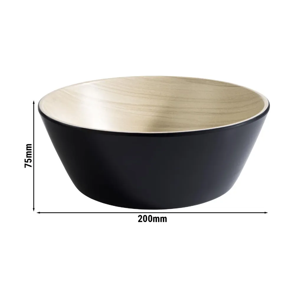 (6 бр.) Купа - FRIDA - Меламин - 1.2L - правоъгълна - 200x200mm - Дълбочина: 75mm - Черно/Бежово