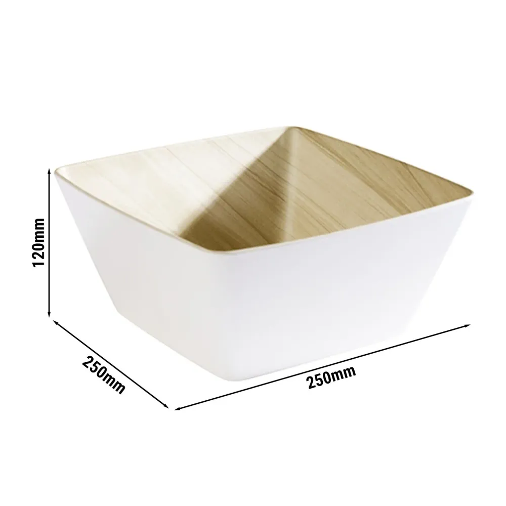 (6 бр.) Купа - FRIDA - Меламин - 3.5L - правоъгълна - 250x250mm - Дълбочина: 120mm - Бяло/Бежово