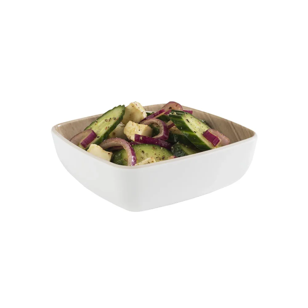(6 бр.) Купичка FRIDA - Меламин - 370ml - правоъгълна - 125x125mm - Дълбочина: 45mm - Бяло/Бежово