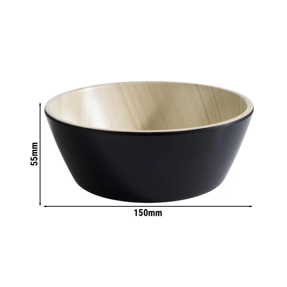(6 бр.) Купичка - FRIDA - Меламин - 440ml - Ø 150mm - Дълбочина: 55mm - Черно/Бежово
