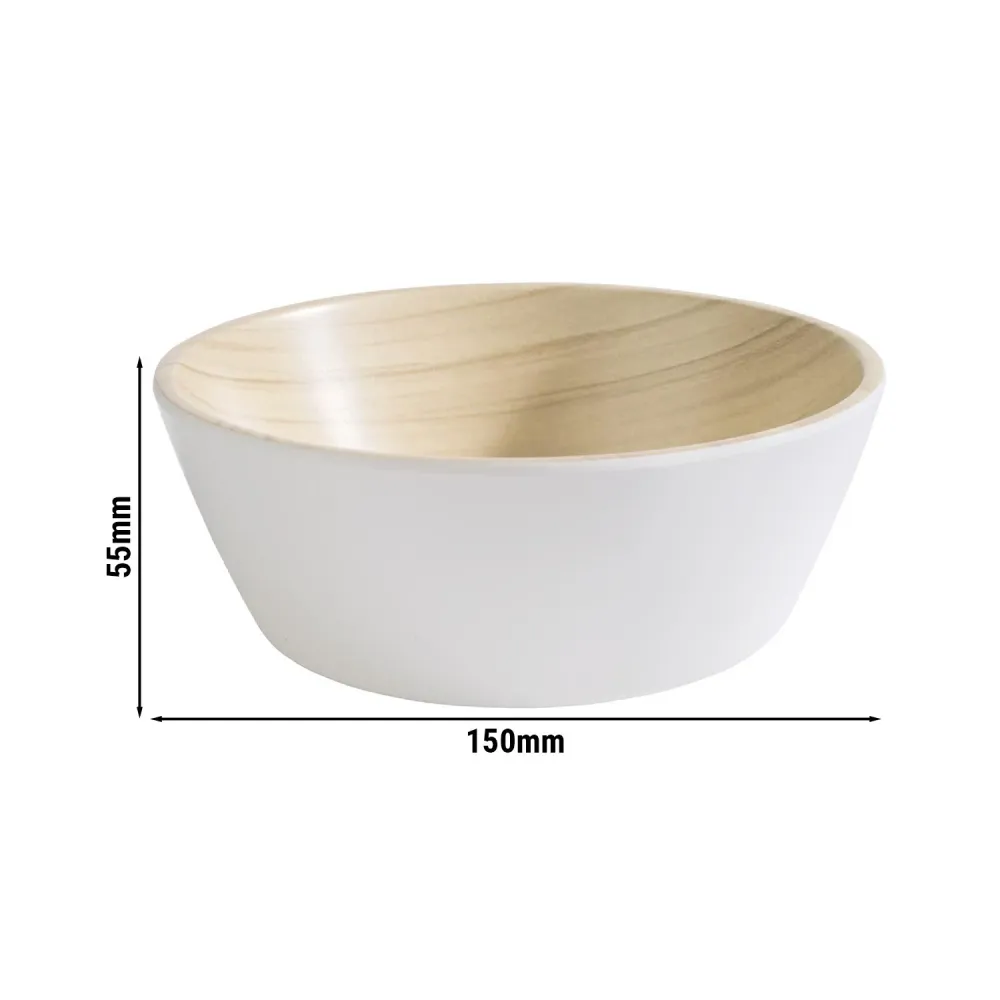 (6 бр.) Купа - FRIDA - Меламин - 440ml - правоъгълна - 150x150mm - Дълбочина: 55mm - Бяло/Бежово