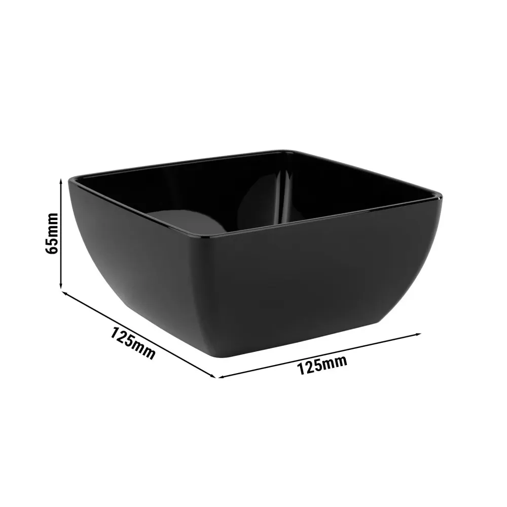 (6 бр.) Купичка - FRIENDLY - Рециклиран PET - 400ml - правоъгълна - 125x125mm - Дълбочина: 65mm - Черно
