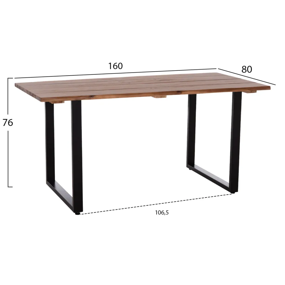 Трапезна маса FRIGGO акациево дърво дебелина на повърхността 2.6cm- 160x80x76h