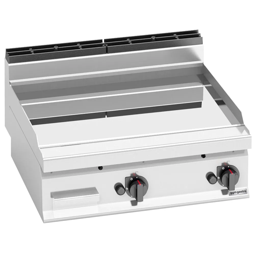 Професионална Газова плоча за печене (fry-top) - 13.8kW - Гладка - Площ за готвене: 795x500mm - със стойка
