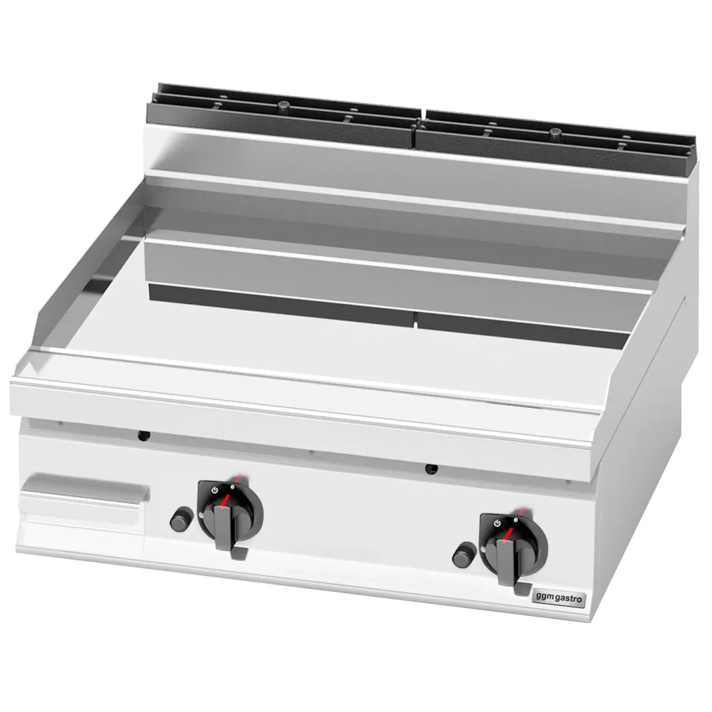 Професионална Газова плоча за печене (fry-top) - 13.8kW - Гладка - Площ за готвене: 795x500mm - със стойка