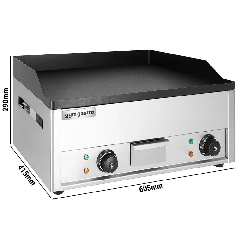 Професионална Електрическа плоча за печене (fry-top) - 4.4kW - Гладка - Площ за готвене: 600x335mm
