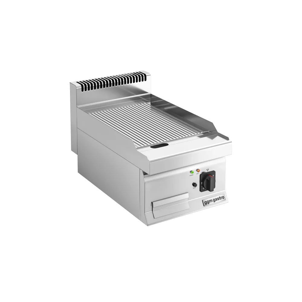 Професионална Електрическа плоча за печене (fry-top) - 4.5kW - Оребрена - Площ за готвене: 395x500mm