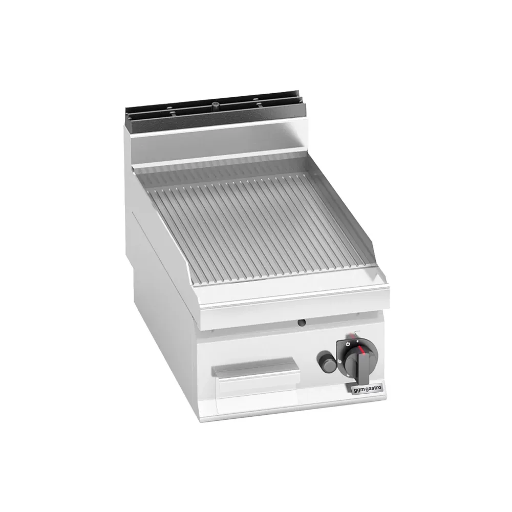 Професионална Газова плоча за печене (fry-top) - 6.9kW - Оребрена - Площ за готвене: 395x500mm
