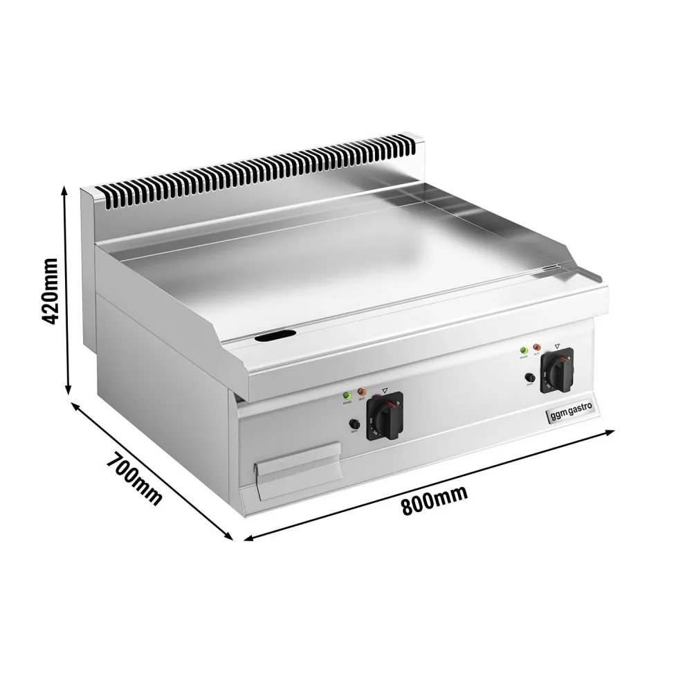Професионална Електрическа плоча за печене (fry-top) - 7.1kW - Гладка - Площ за готвене: 795x500mm
