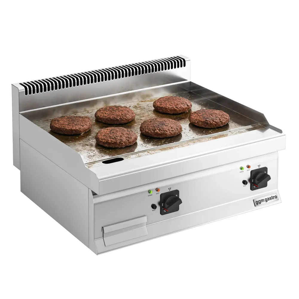 Професионална Електрическа плоча за печене (fry-top) - 7.1kW - Гладка - Площ за готвене: 795x500mm