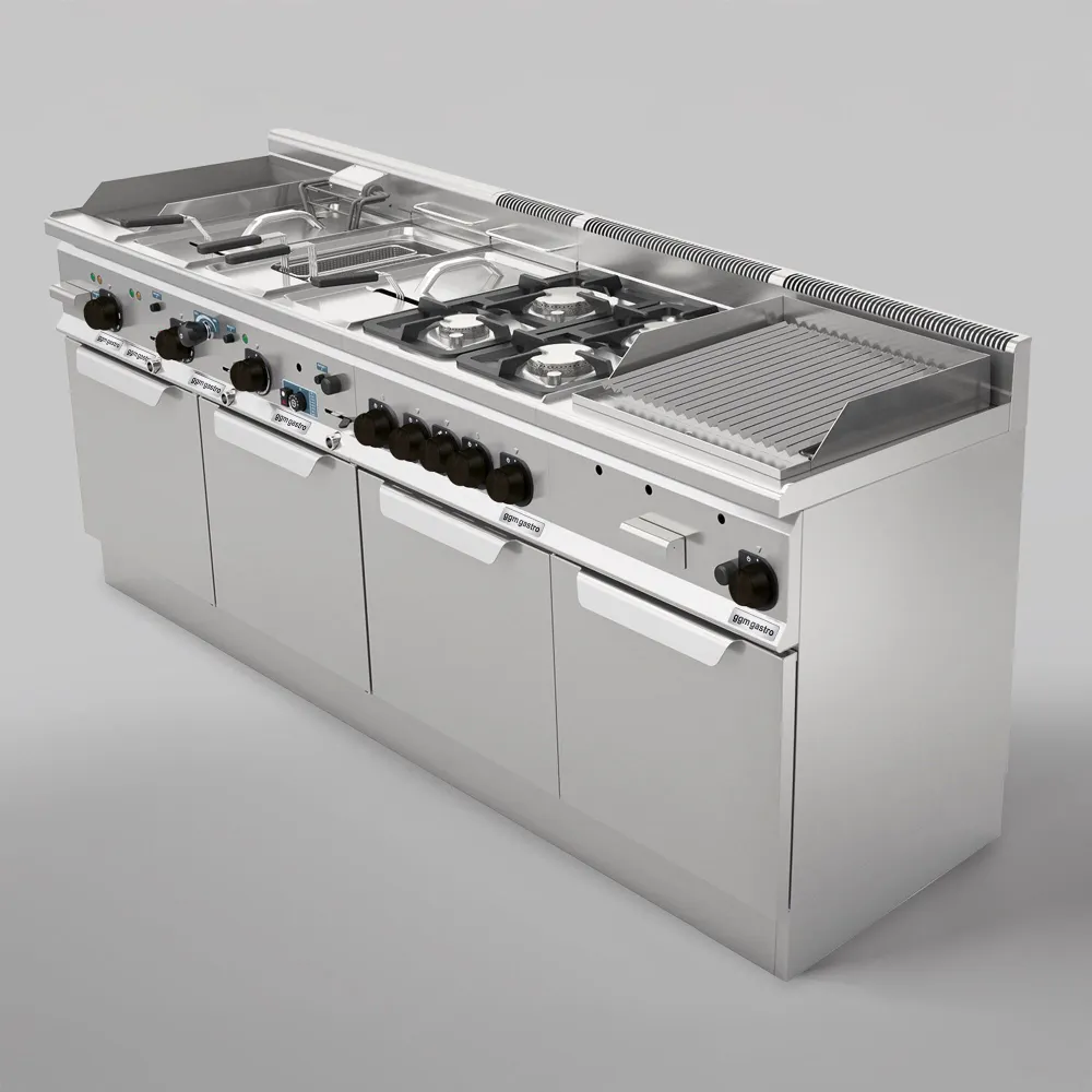 Професионална Електрическа плоча за печене (fry-top) - 8kW - Гладка - Площ за готвене: 596x430mm - със стойка