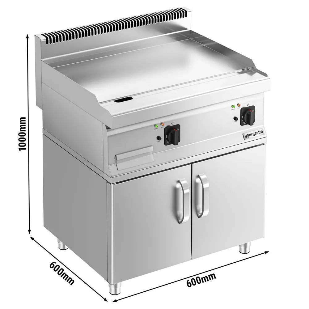 Професионална Електрическа плоча за печене (fry-top) - 9kW - Гладка - Площ за готвене: 595x500mm