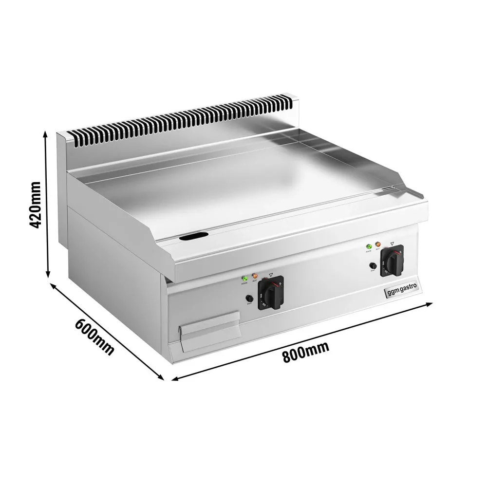 Професионална Електрическа плоча за печене (fry-top) - 9kW - Гладка - Площ за готвене: 595x500mm